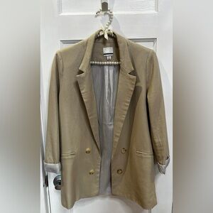 Jules & Leopold blazer beige Striped Lining Linen Blend Size xs
